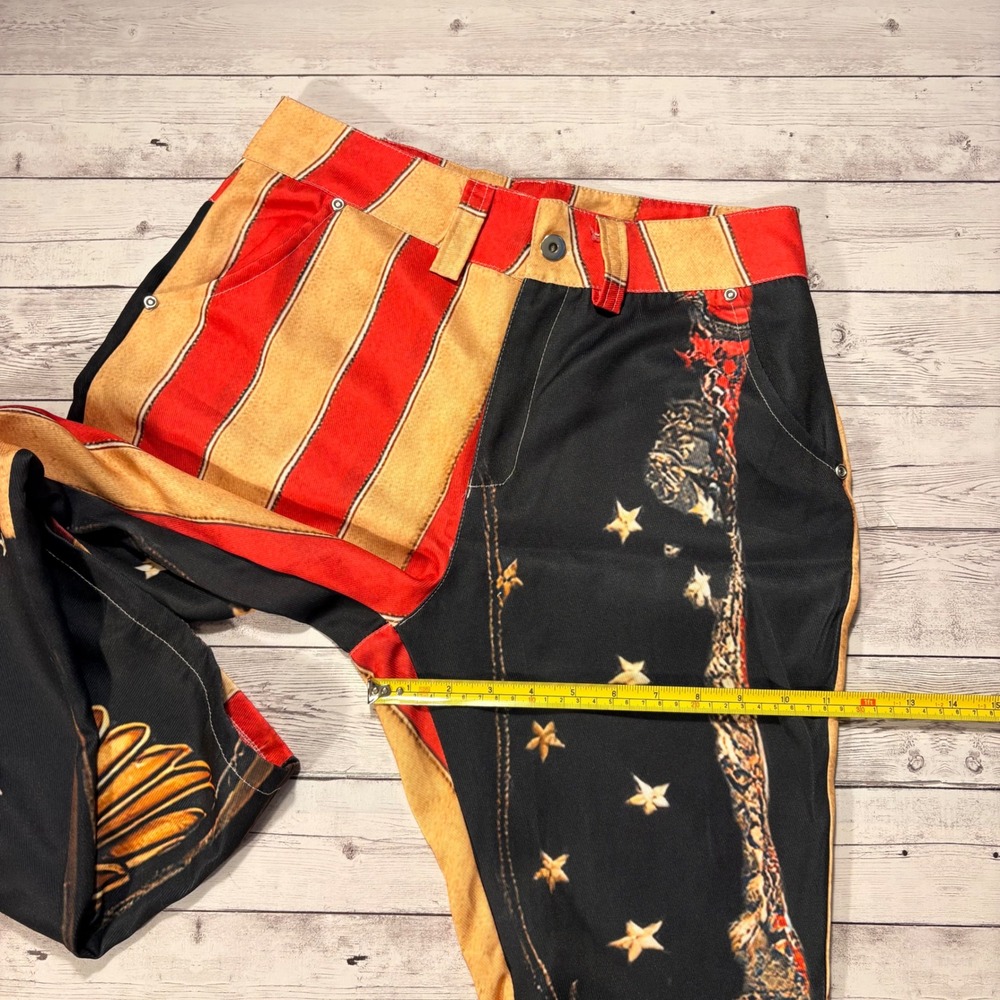 Patriotic American Flag Eagle Flare Leg Festival Rodeo Pants Womens Medium - Picture 6 of 9